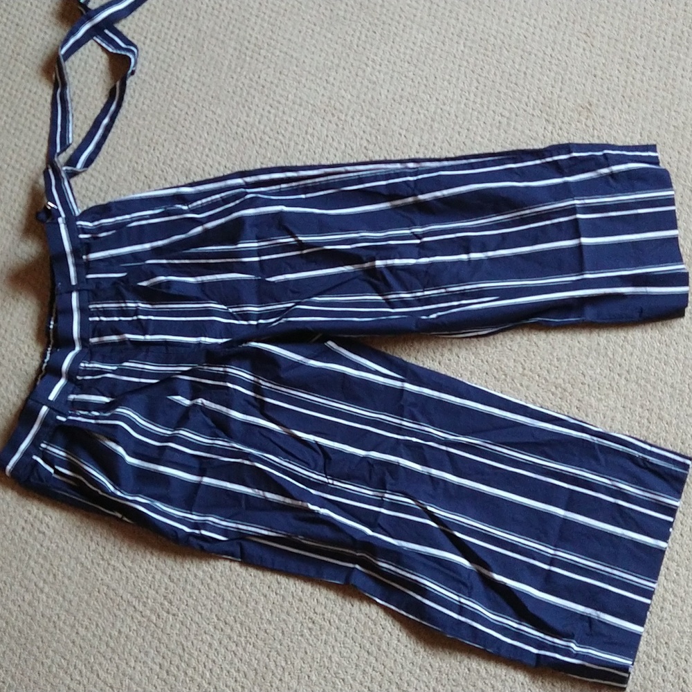 J. Crew blue and white stripe Oversized Crop Pants Size 8